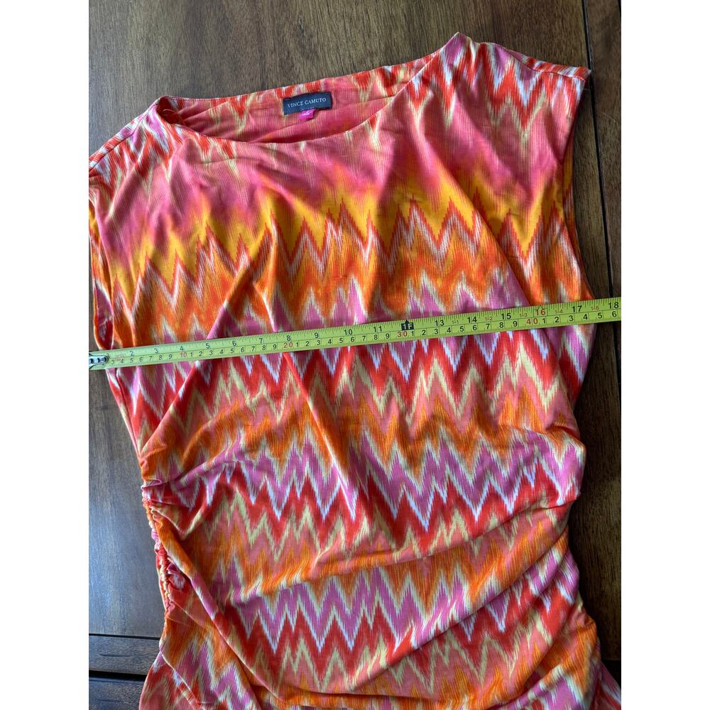 Vince Camuto Women’s L Orange Pink Zigzag Print Sleeveless Top - Picture 5 of 8